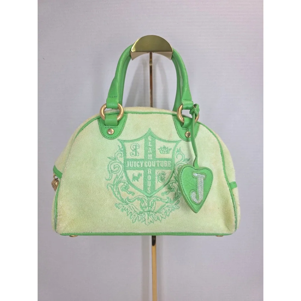 Rare Juicy Couture Vintage Velour Bowler Lime‎ Green Sequin Juicy Angel Y2K bag